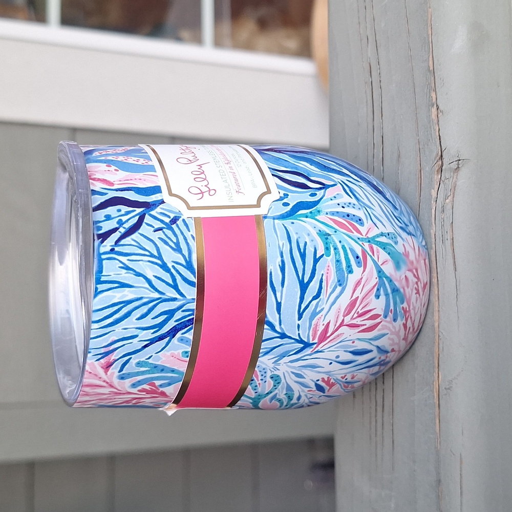 NWT Lily Pulitzer Insulated Stemless Coffee Tumbler in Kaleidoscope Coral - Picture 3 of 6